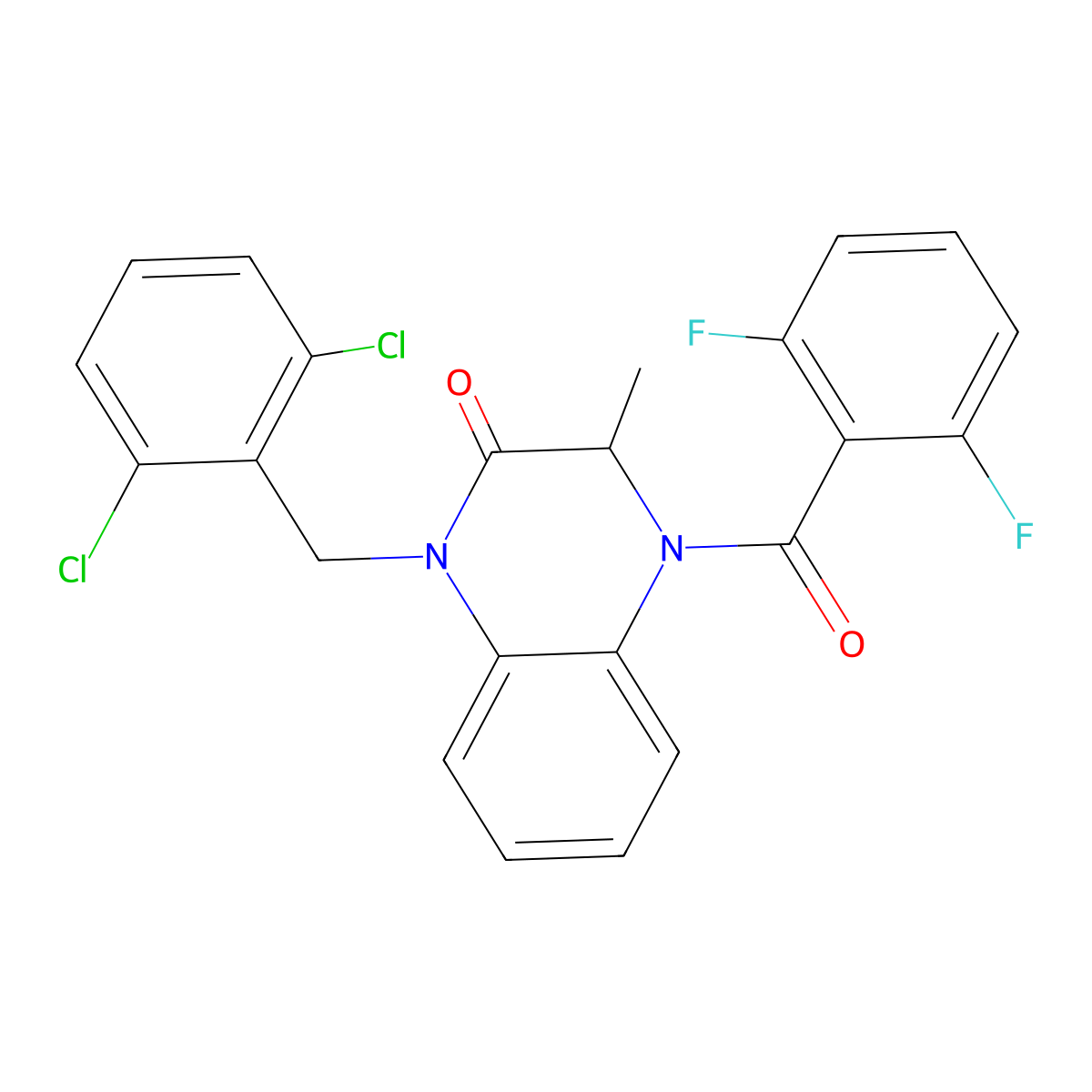 1-(2,6-dichlorobenzyl)-4-(2,6-difluorobenzoyl)-3-methyl-3,4-dihydro-2(1H)-quinoxalinone molecular structure, CAS 317833-50-4