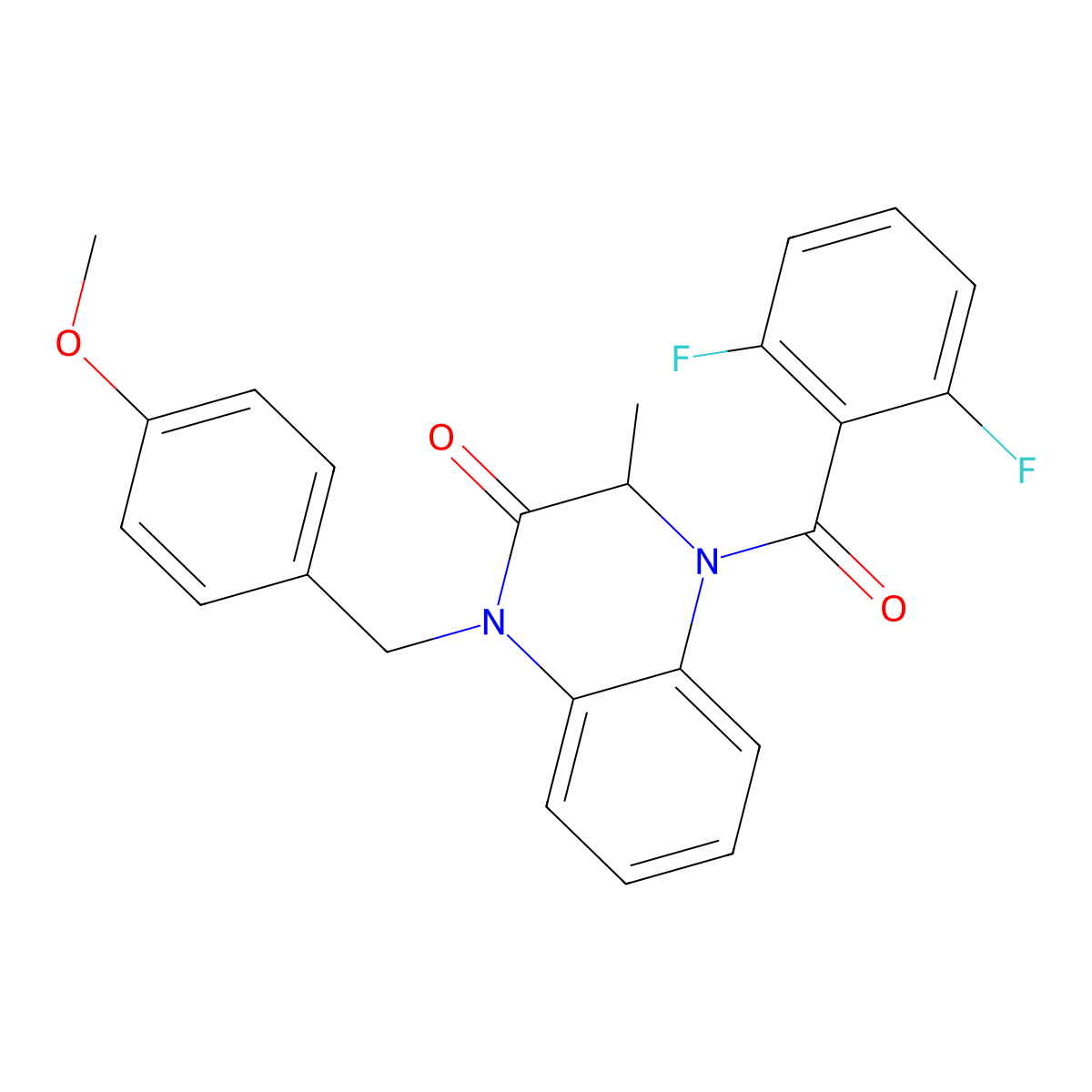 4-(2,6-difluorobenzoyl)-1-(4-methoxybenzyl)-3-methyl-3,4-dihydro-2(1H)-quinoxalinone molecular structure, CAS 317833-54-8