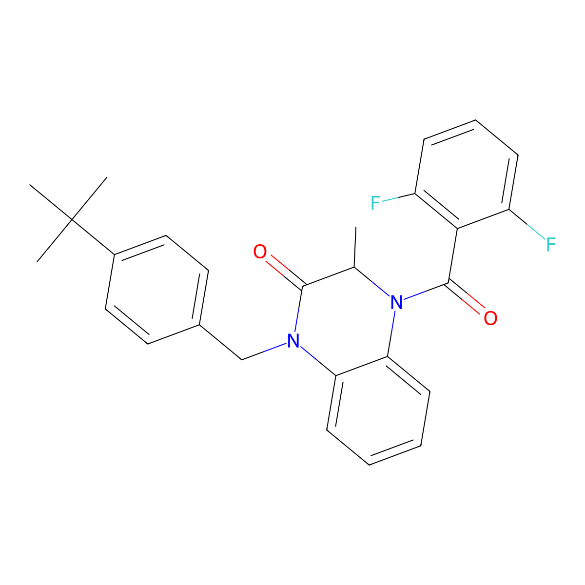 1-[4-(tert-butyl)benzyl]-4-(2,6-difluorobenzoyl)-3-methyl-3,4-dihydro-2(1H)-quinoxalinone molecular structure, CAS 317833-55-9