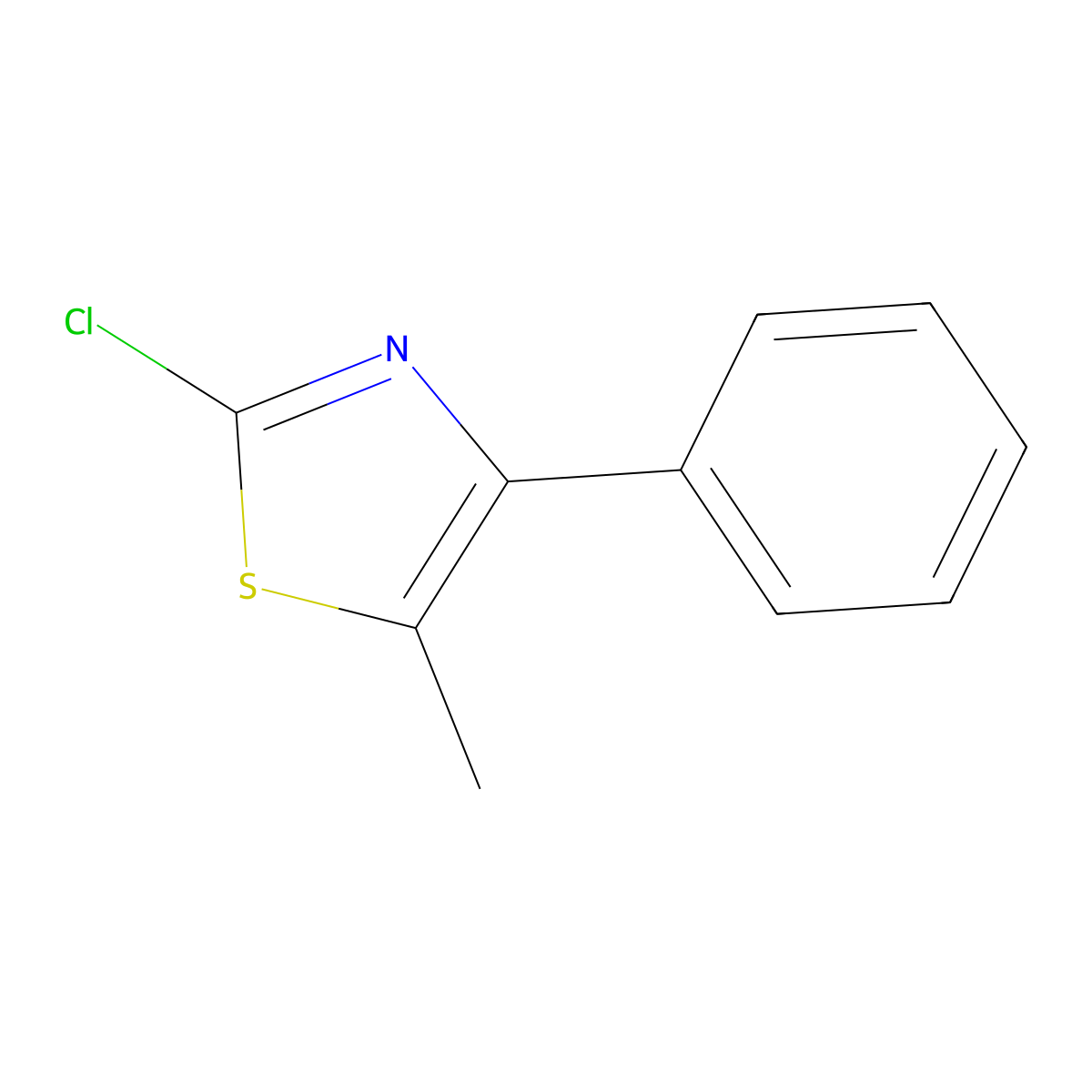 Thiazole, 2-chloro-5-methyl-4-phenyl- molecular structure, CAS 31784-90-4