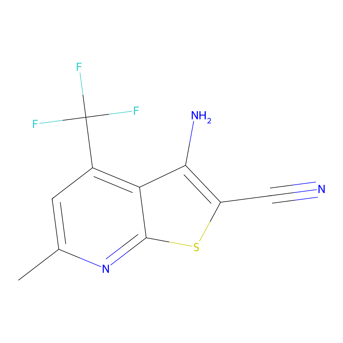 3-Amino-6-methyl-4-(trifluoromethyl)thieno[2,3-b]pyridine-2-carbonitrile molecular structure, CAS 317840-08-7