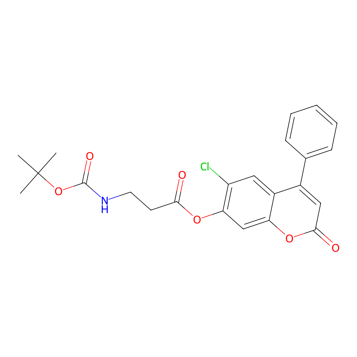 6-chloro-2-oxo-4-phenyl-2H-chromen-7-yl N-(tert-butoxycarbonyl)-beta-alaninate molecular structure, CAS 317840-32-7