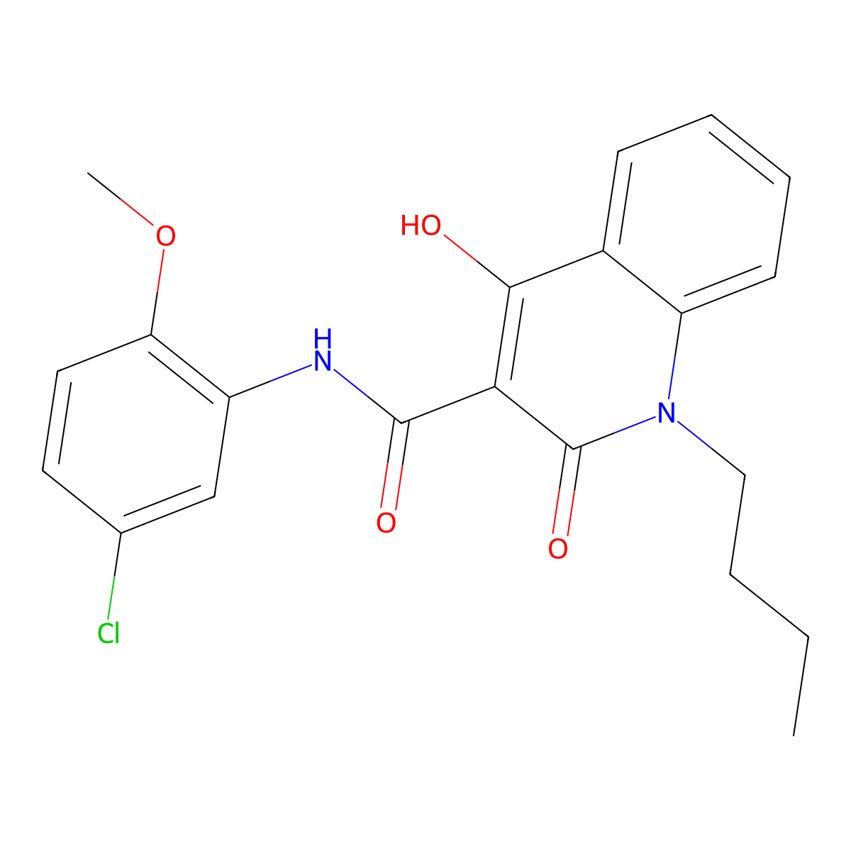 1-butyl-N-(5-chloro-2-methoxyphenyl)-4-hydroxy-2-oxo-1,2-dihydroquinoline-3-carboxamide molecular structure, CAS 317840-38-3