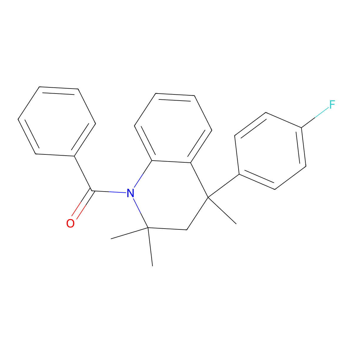 1-Benzoyl-4-(4-fluorophenyl)-2,2,4-trimethyl-1,2,3,4-tetrahydroquinoline molecular structure, CAS 317840-64-5