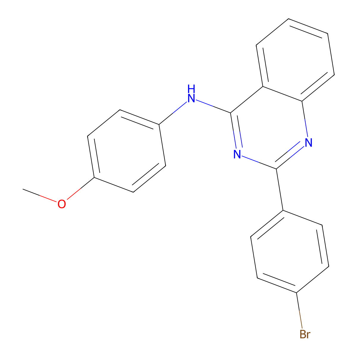 2-(4-bromophenyl)-N-(4-methoxyphenyl)quinazolin-4-amine molecular structure, CAS 317841-54-6