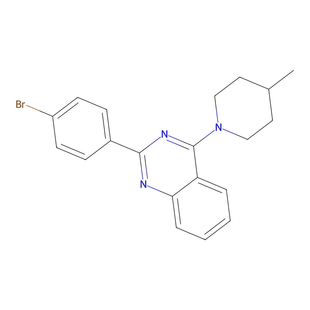 2-(4-Bromophenyl)-4-(4-methylpiperidin-1-yl)quinazoline molecular structure, CAS 317842-27-6