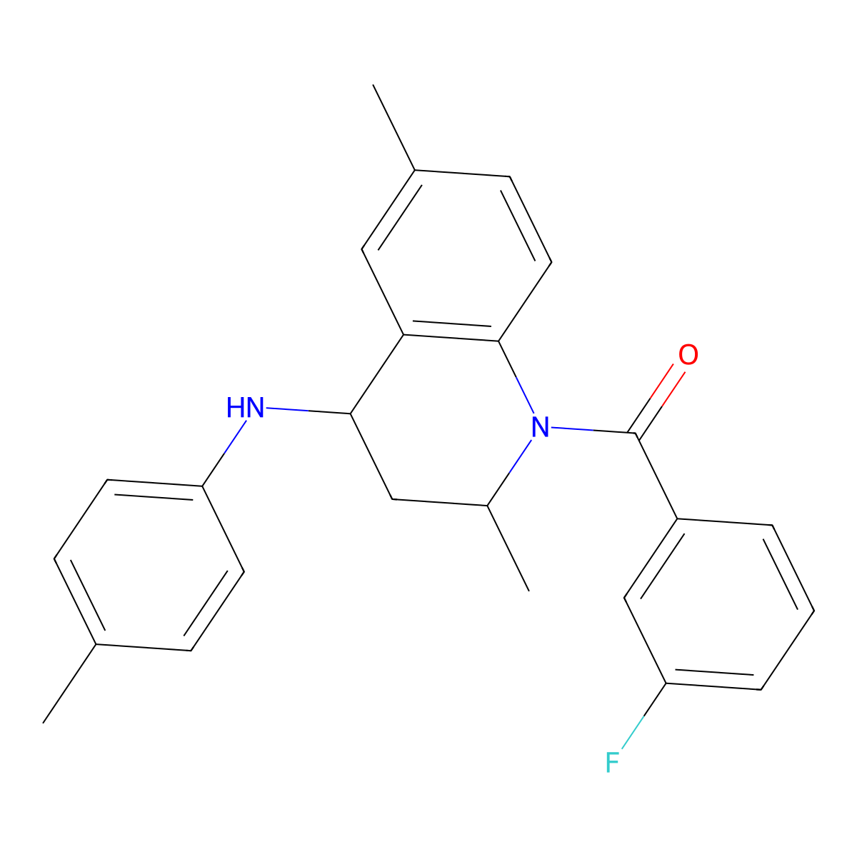 [2,6-dimethyl-4-(4-methylanilino)-3,4-dihydro-2H-quinolin-1-yl]-(3-fluorophenyl)methanone molecular structure, CAS 317842-79-8