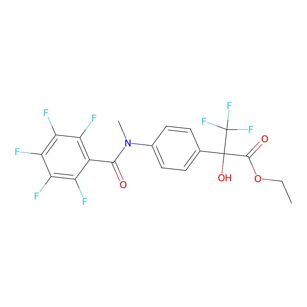 Ethyl 3,3,3-trifluoro-2-hydroxy-2-{4-[methyl(2,3,4,5,6-pentafluorobenzoyl)amino]phenyl}propanoate molecular structure, CAS 317843-24-6