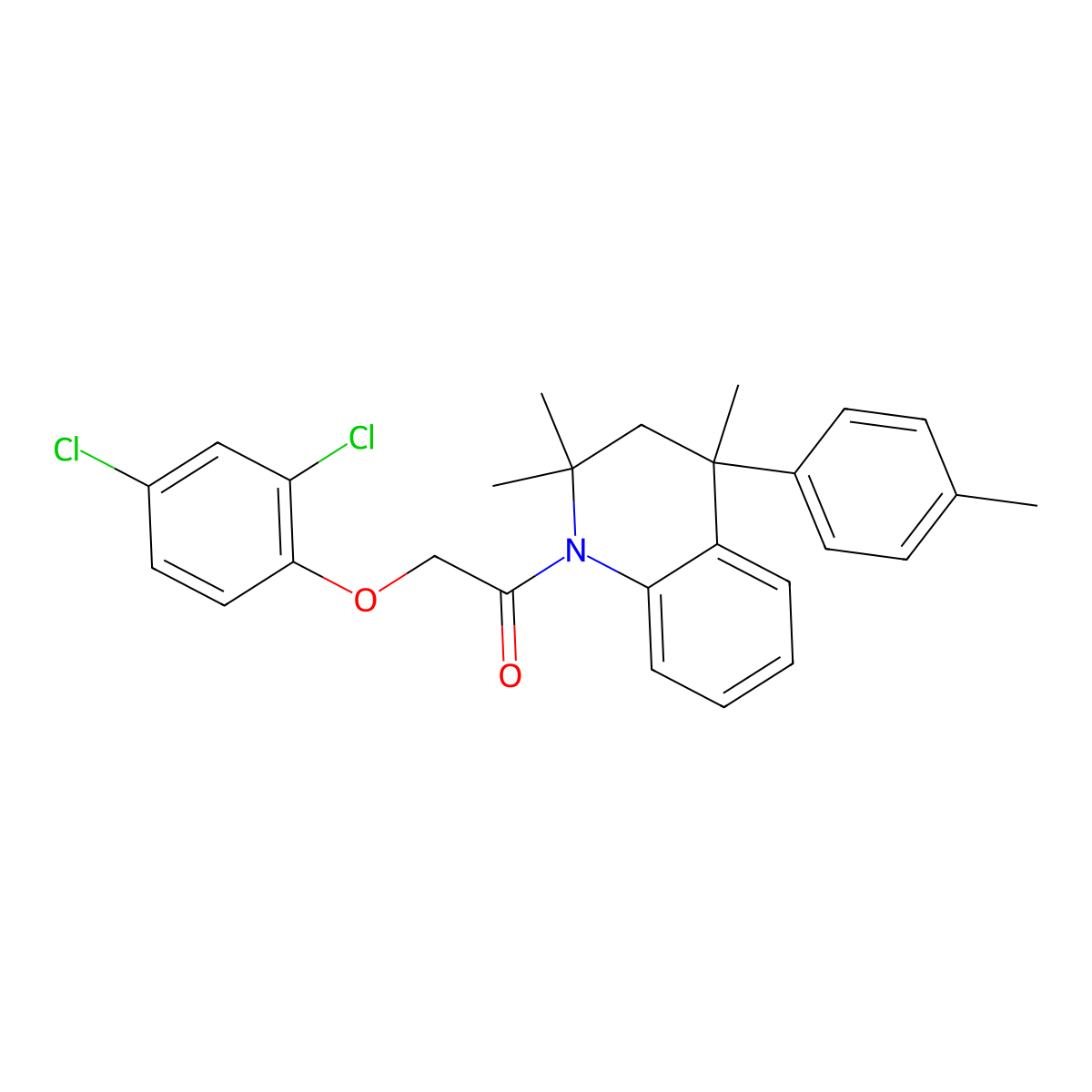 1-[(2,4-Dichlorophenoxy)acetyl]-2,2,4-trimethyl-4-(4-methylphenyl)-1,2,3,4-tetrahydroquinoline molecular structure, CAS 317843-49-5