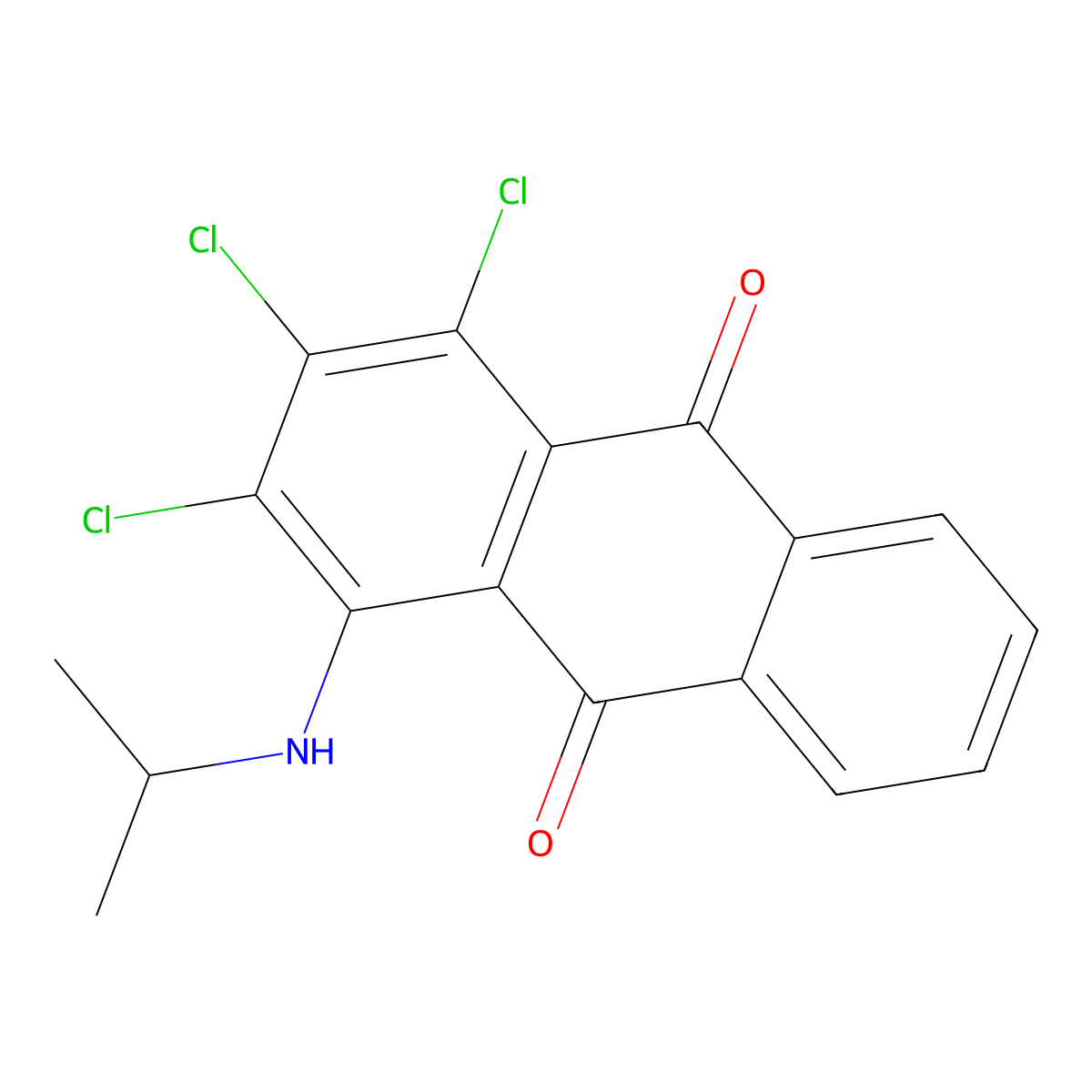 1,2,3-Trichloro-4-(propan-2-ylamino)anthracene-9,10-dione molecular structure, CAS 317843-70-2