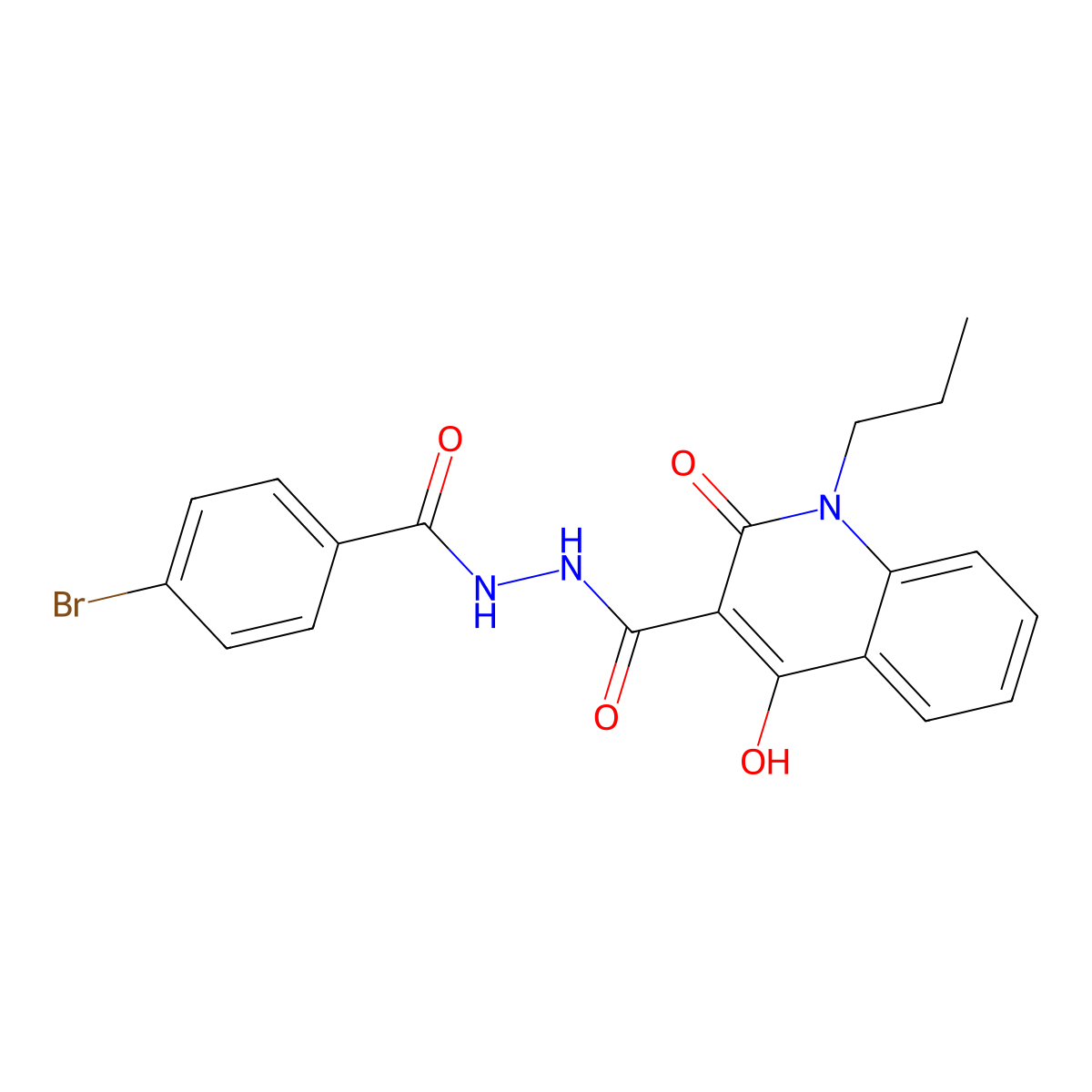 N'-(4-bromobenzoyl)-4-hydroxy-2-oxo-1-propyl-1,2-dihydro-3-quinolinecarbohydrazide molecular structure, CAS 317843-71-3