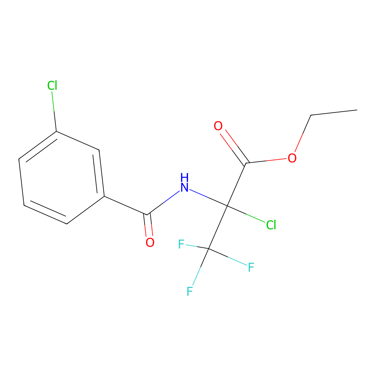 Ethyl 2-chloro-2-[(3-chlorobenzoyl)amino]-3,3,3-trifluoropropanoate molecular structure, CAS 317843-85-9