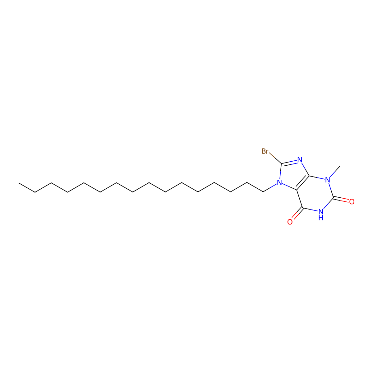 8-bromo-7-hexadecyl-3-methyl-3,7-dihydro-1H-purine-2,6-dione molecular structure, CAS 317844-02-3