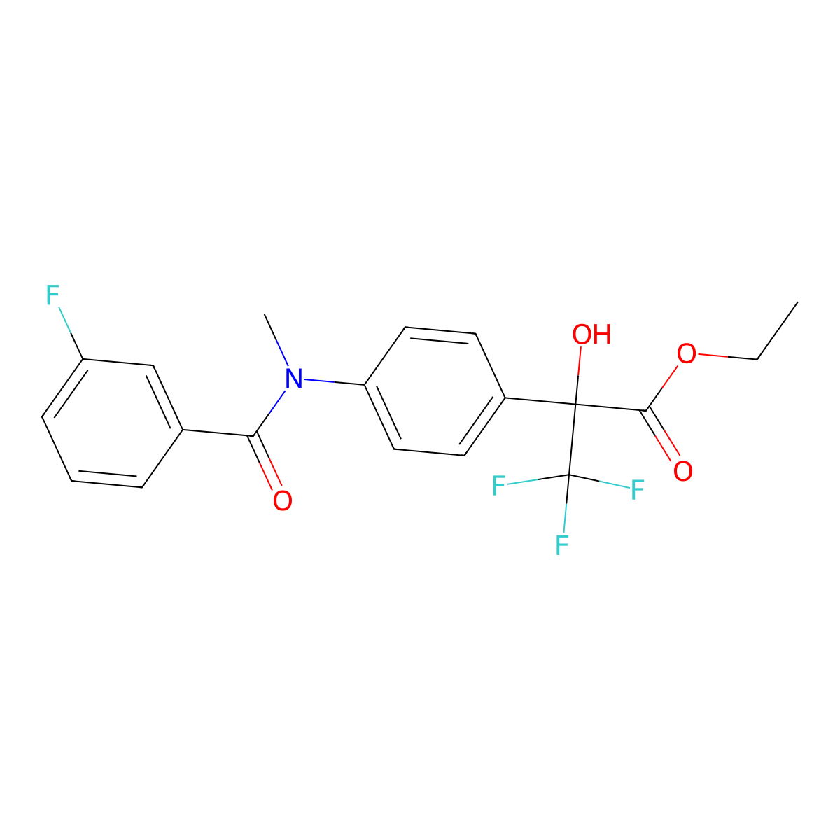 Ethyl 3,3,3-trifluoro-2-[4-[(3-fluorobenzoyl)-methylamino]phenyl]-2-hydroxypropanoate molecular structure, CAS 317844-49-8