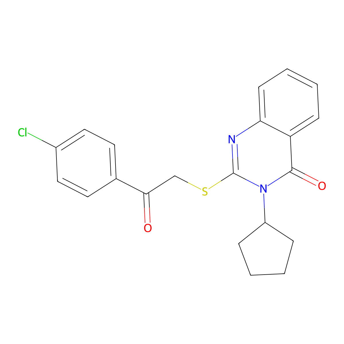 2-[2-(4-Chlorophenyl)-2-oxoethyl]sulfanyl-3-cyclopentylquinazolin-4-one molecular structure, CAS 317844-83-0