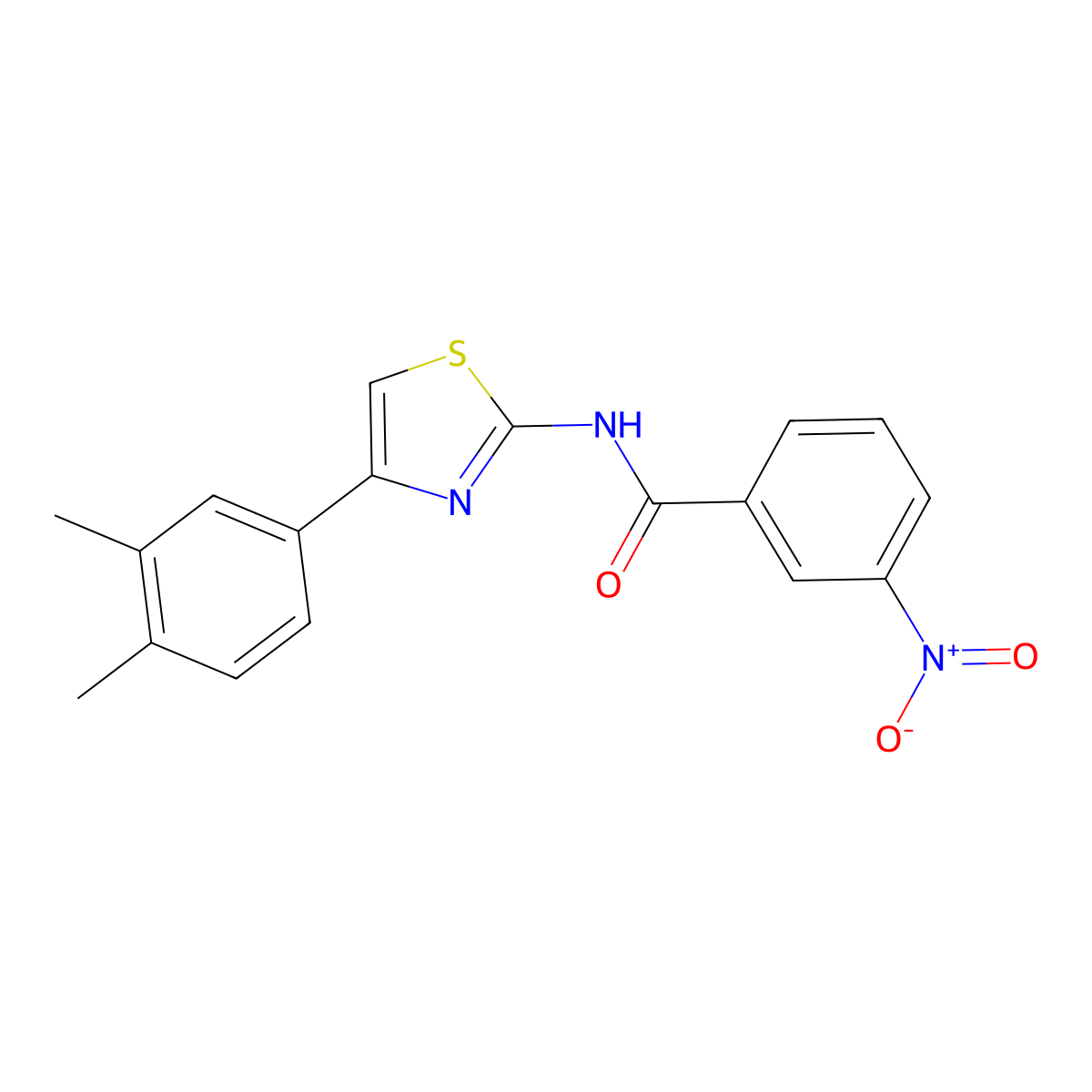 N-[4-(3,4-dimethylphenyl)-1,3-thiazol-2-yl]-3-nitrobenzamide molecular structure, CAS 317853-91-1