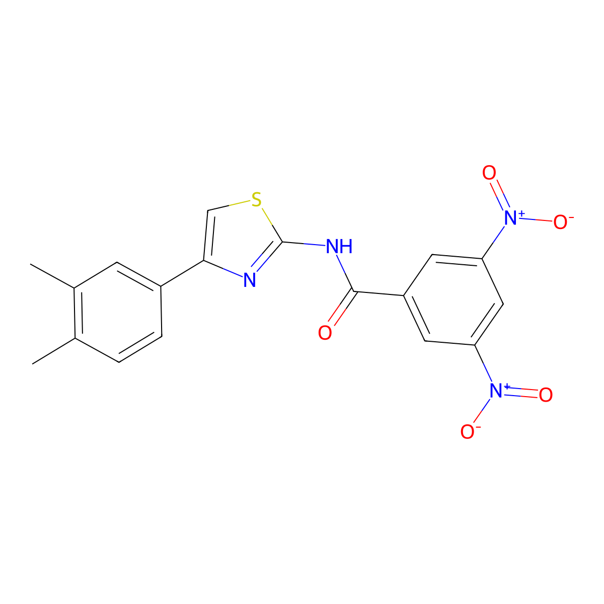 N-[4-(3,4-dimethylphenyl)-1,3-thiazol-2-yl]-3,5-dinitrobenzamide molecular structure, CAS 317853-94-4