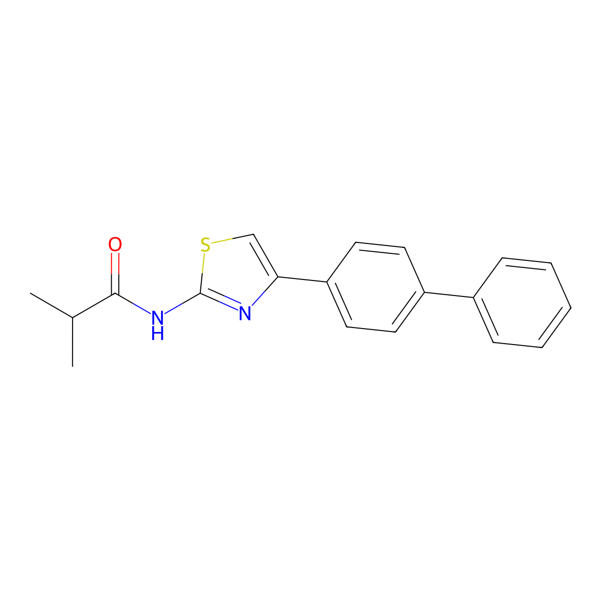 N-(4-([1,1'-biphenyl]-4-yl)thiazol-2-yl)isobutyramide molecular structure, CAS 317854-00-5
