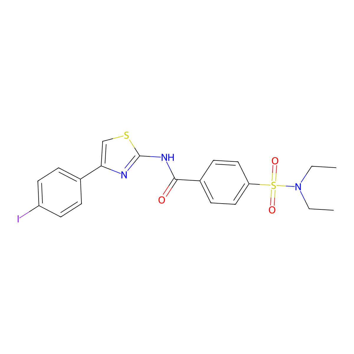 4-(diethylsulfamoyl)-N-[4-(4-iodophenyl)-1,3-thiazol-2-yl]benzamide molecular structure, CAS 317854-07-2