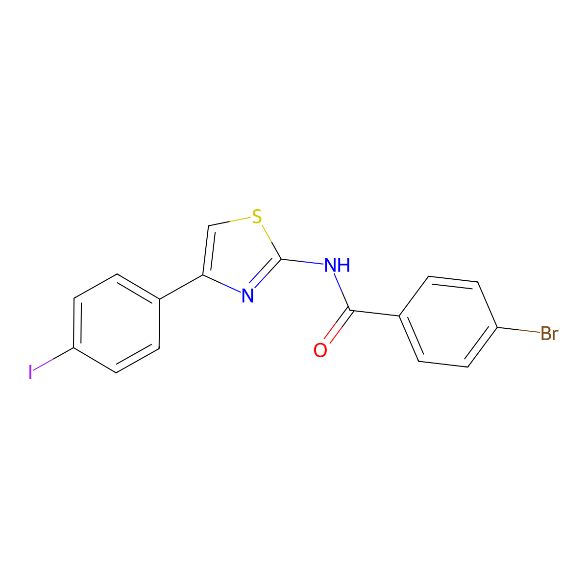 4-bromo-N-[4-(4-iodophenyl)-1,3-thiazol-2-yl]benzamide molecular structure, CAS 317854-08-3