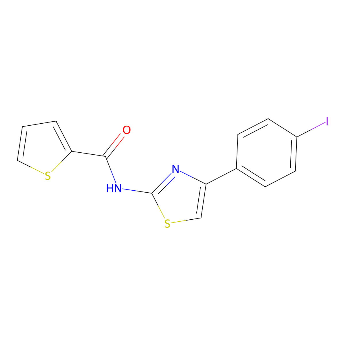 N-[4-(4-iodophenyl)-1,3-thiazol-2-yl]thiophene-2-carboxamide molecular structure, CAS 317854-11-8