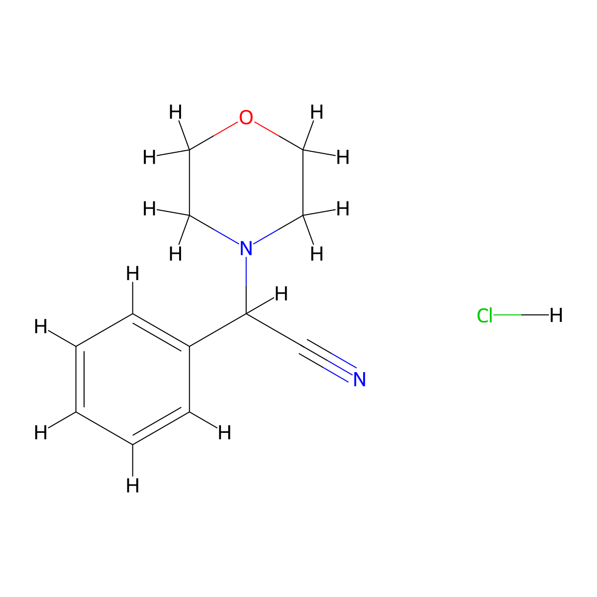 Morpholin-4-yl-phenyl-acetonitrile hydrochloride molecular structure, CAS 31788-74-6