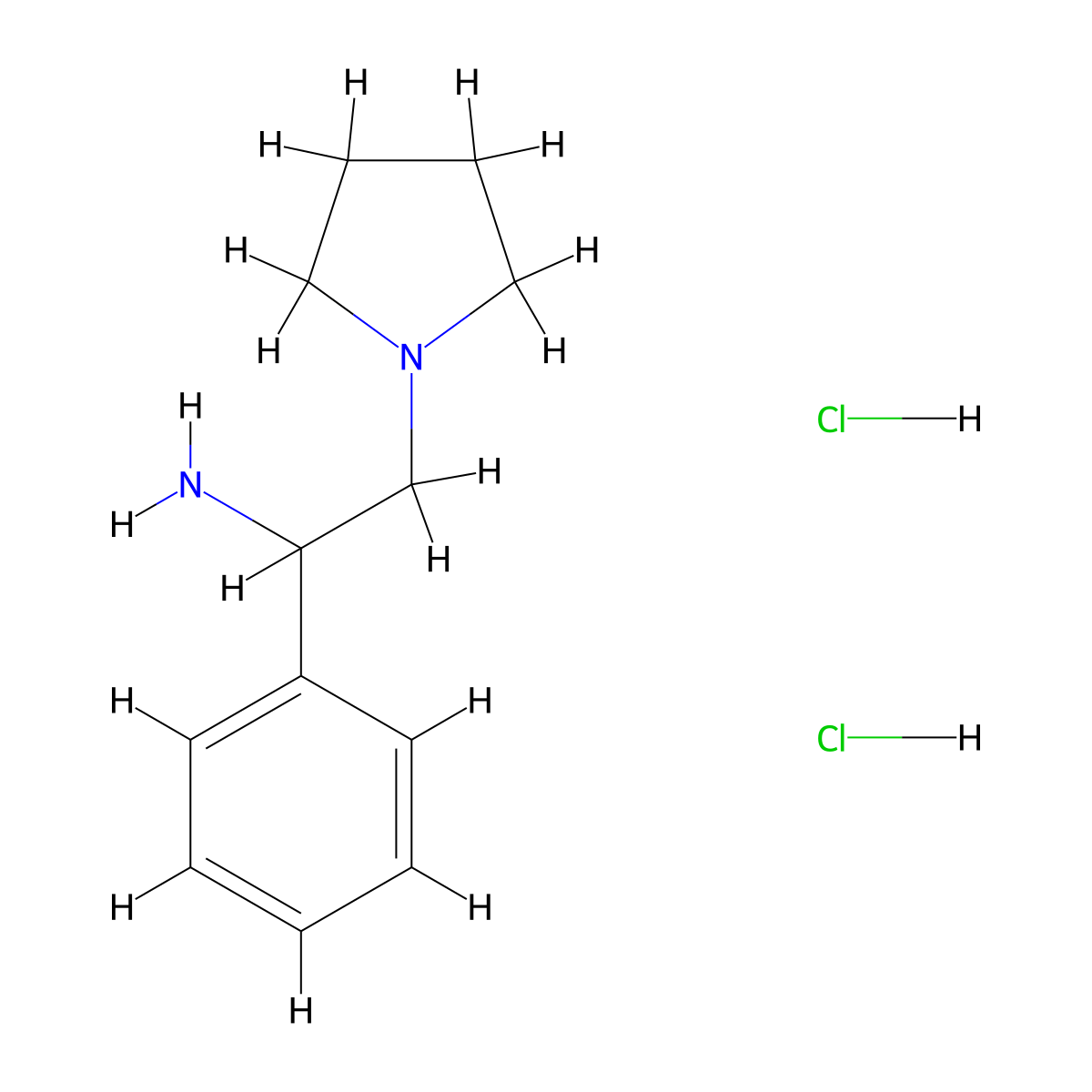 alpha-Phenyl-1-pyrrolidineethanamine dihydrochloride molecular structure, CAS 31788-85-9