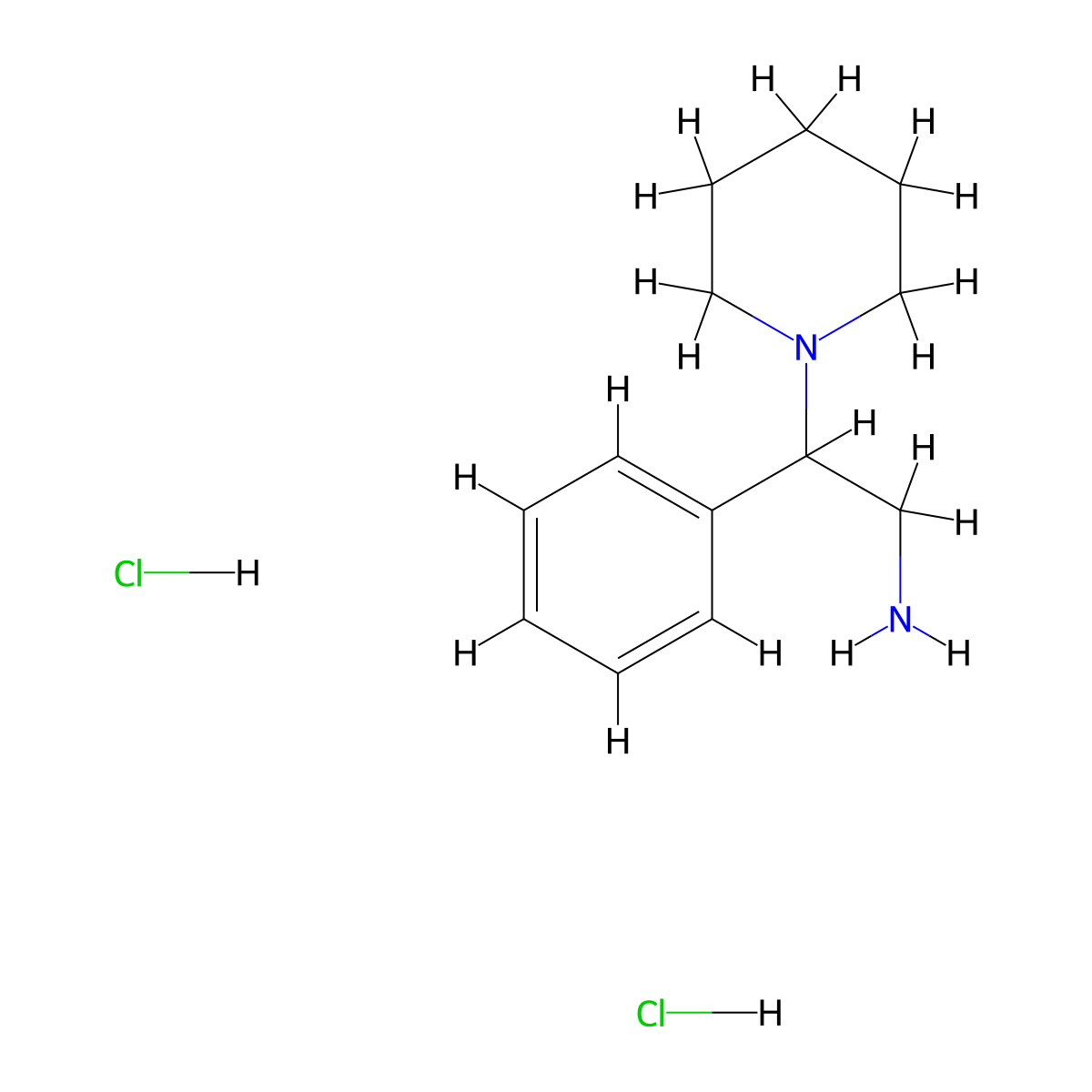 [2-Phenyl-2-(1-piperidinyl)ethyl]amine dihydrochloride molecular structure, CAS 31788-91-7