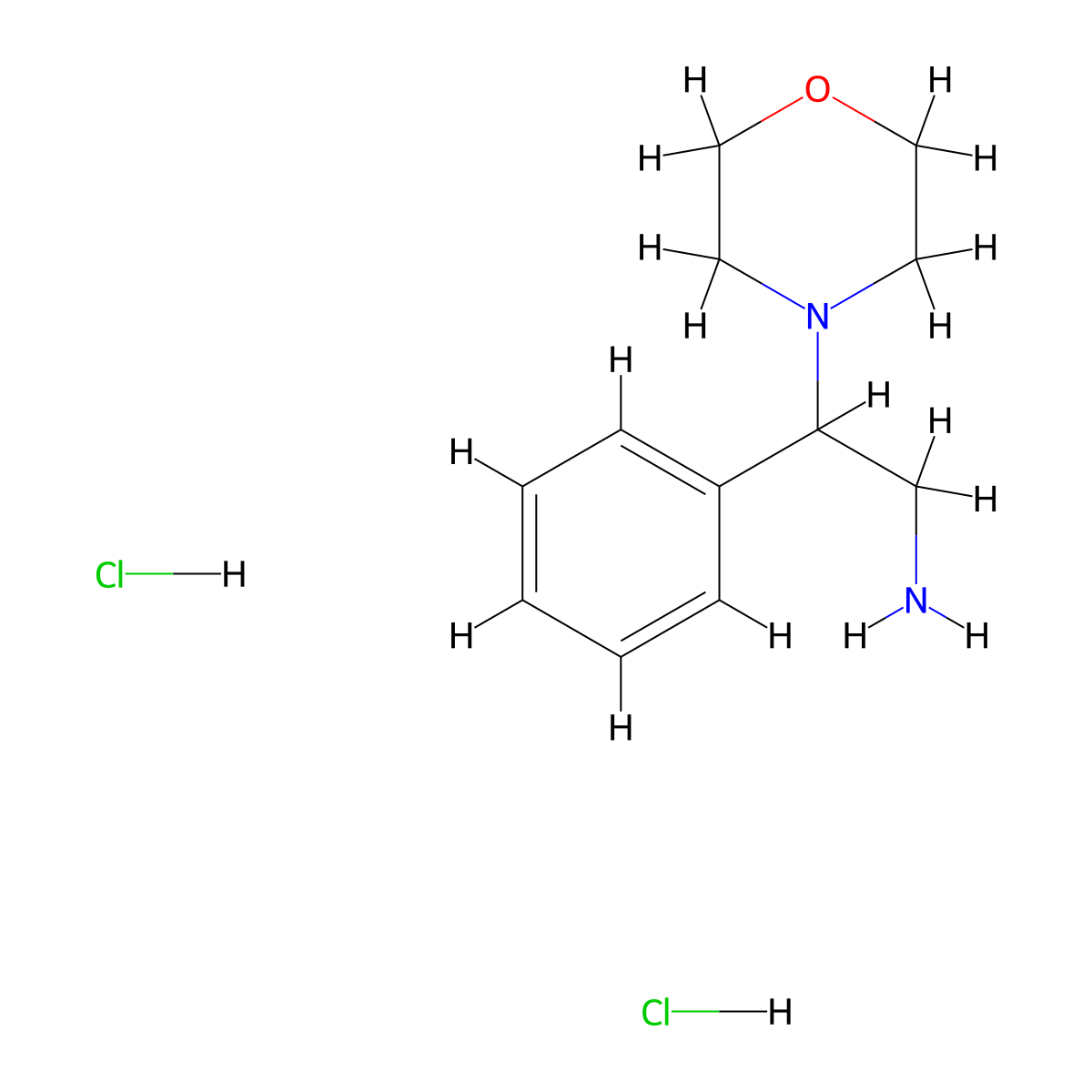 2-Morpholino-2-phenylethanamine dihydrochloride molecular structure, CAS 31788-94-0