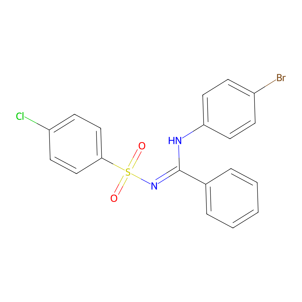 N-(4-bromophenyl)-N'-((4-chlorophenyl)sulfonyl)benzimidamide molecular structure, CAS 31789-44-3