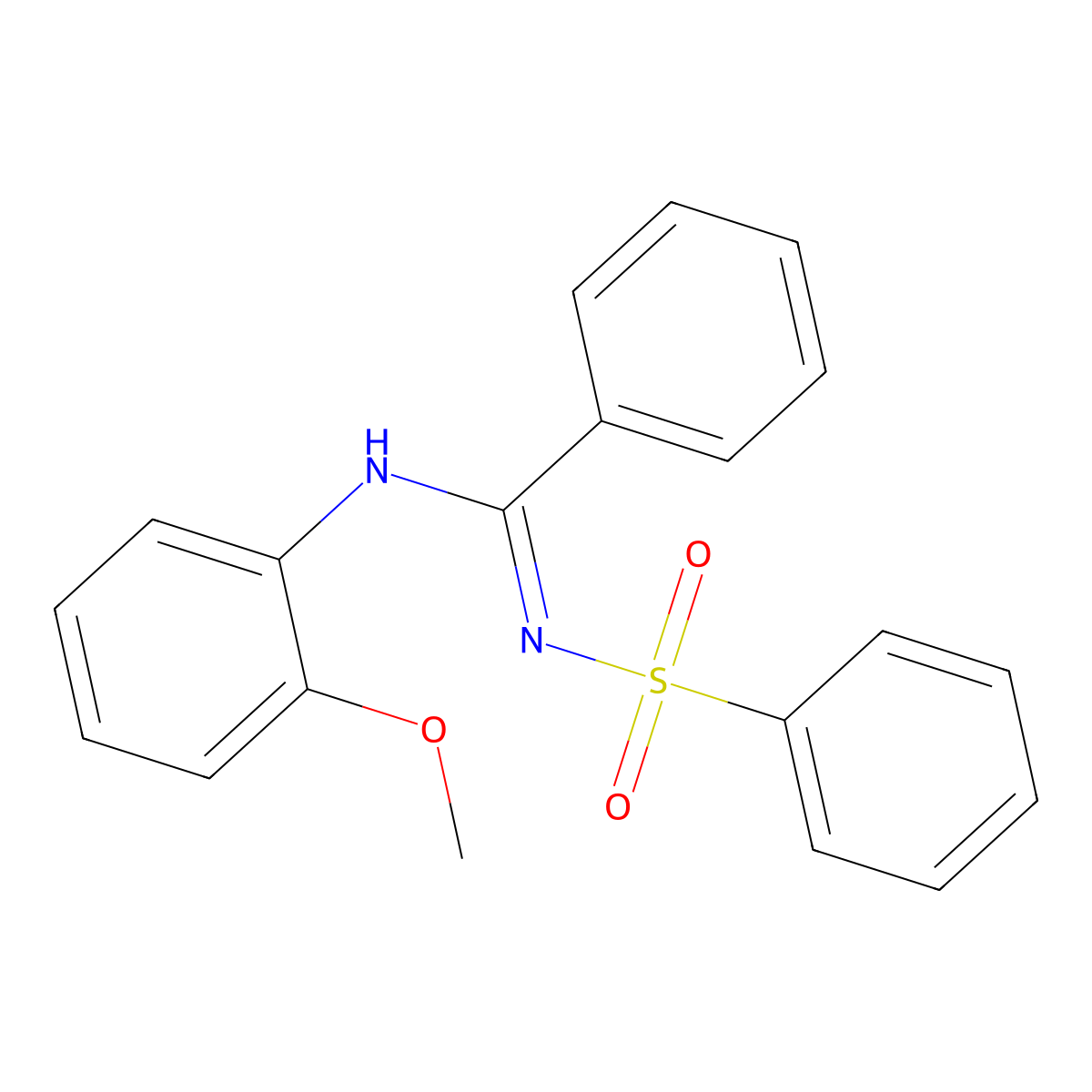 N-(2-methoxyphenyl)-N'-(phenylsulfonyl)benzimidamide molecular structure, CAS 31789-71-6