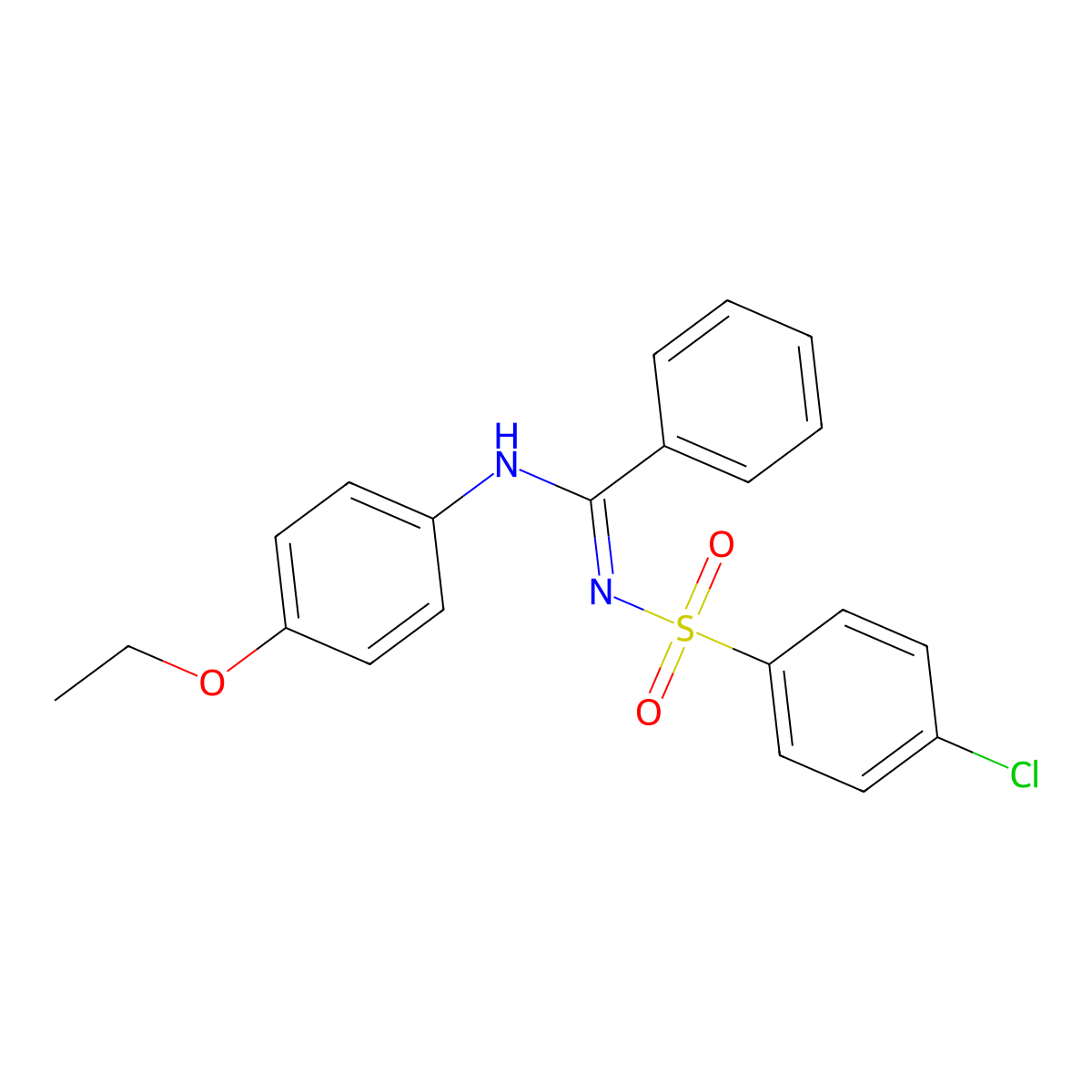 N'-((4-chlorophenyl)sulfonyl)-N-(4-ethoxyphenyl)benzimidamide molecular structure, CAS 31789-76-1