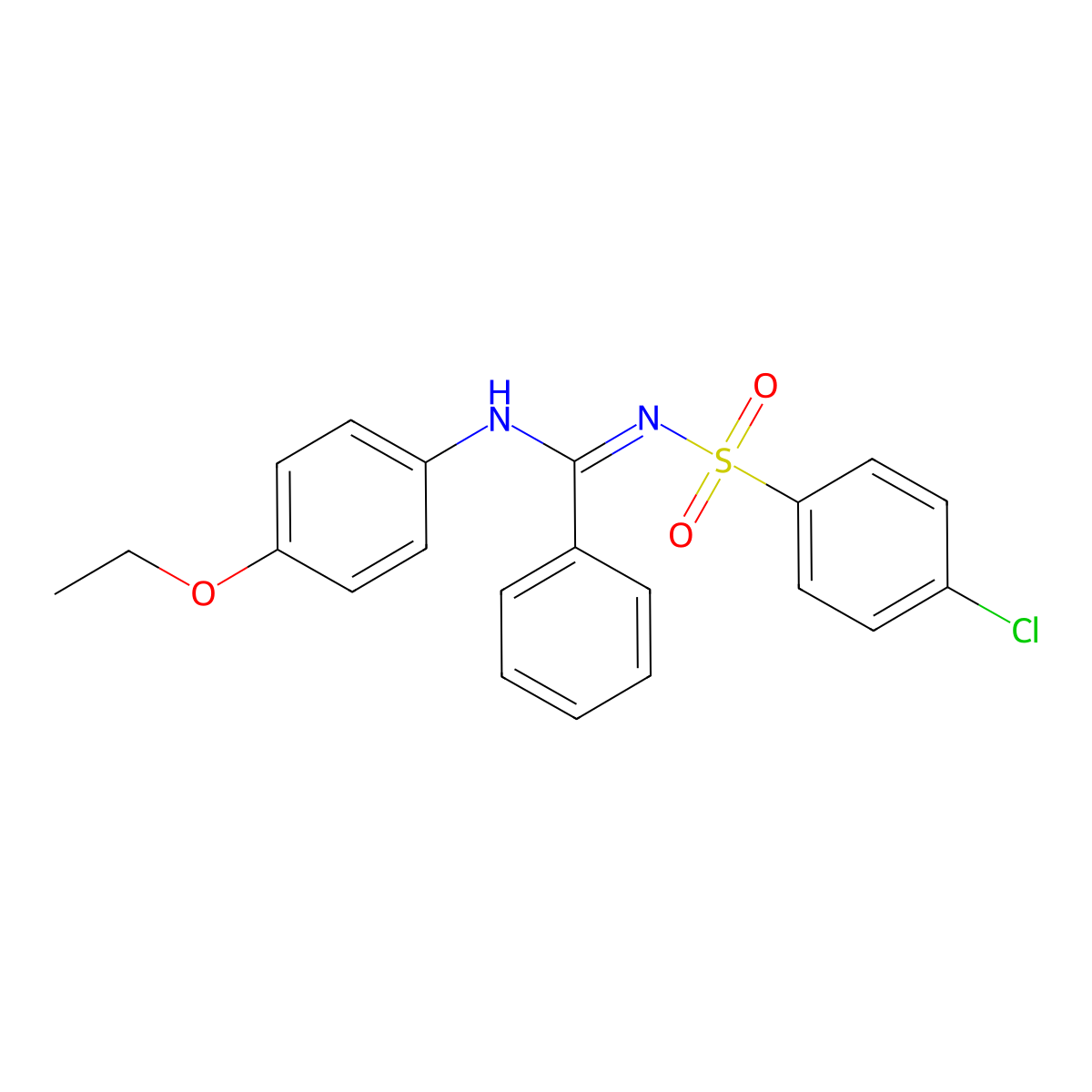 N'-((4-chlorophenyl)sulfonyl)-N-(4-ethoxyphenyl)benzimidamide molecular structure, CAS 31789-76-1