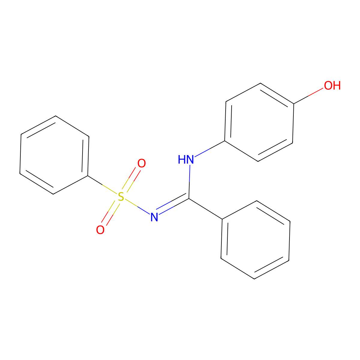 N'-(benzenesulfonyl)-N-(4-hydroxyphenyl)benzenecarboximidamide molecular structure, CAS 31789-77-2