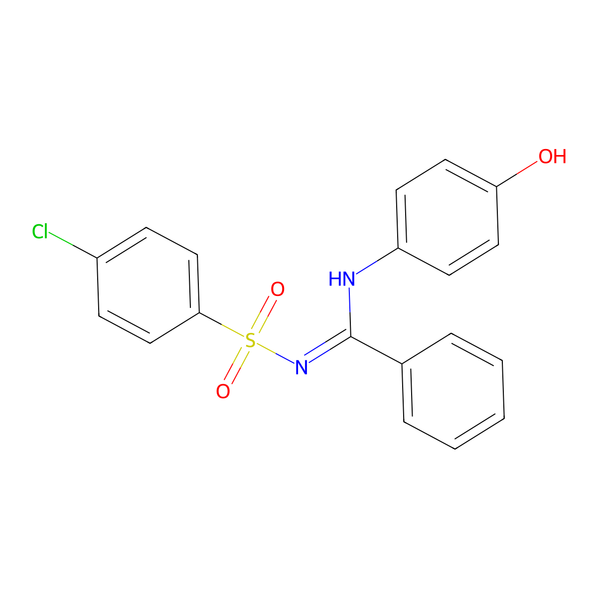 N'-(4-chlorophenyl)sulfonyl-N-(4-hydroxyphenyl)benzenecarboximidamide molecular structure, CAS 31789-79-4