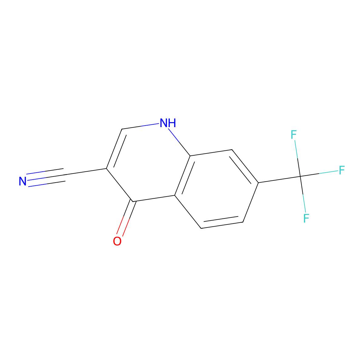 4-Hydroxy-7-(trifluoromethyl)-3-quinolinecarbonitrile molecular structure, CAS 318-44-5