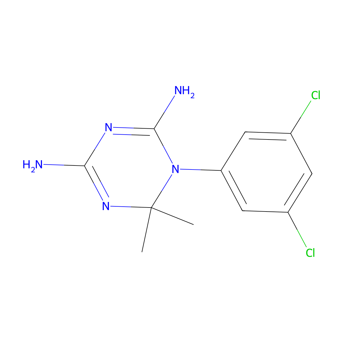 1-(3,5'-Dichlorophenyl)-2,2-dimethyl-4,6-diamino-1,2-dihydro-S-triazine molecular structure, CAS 3181-64-4