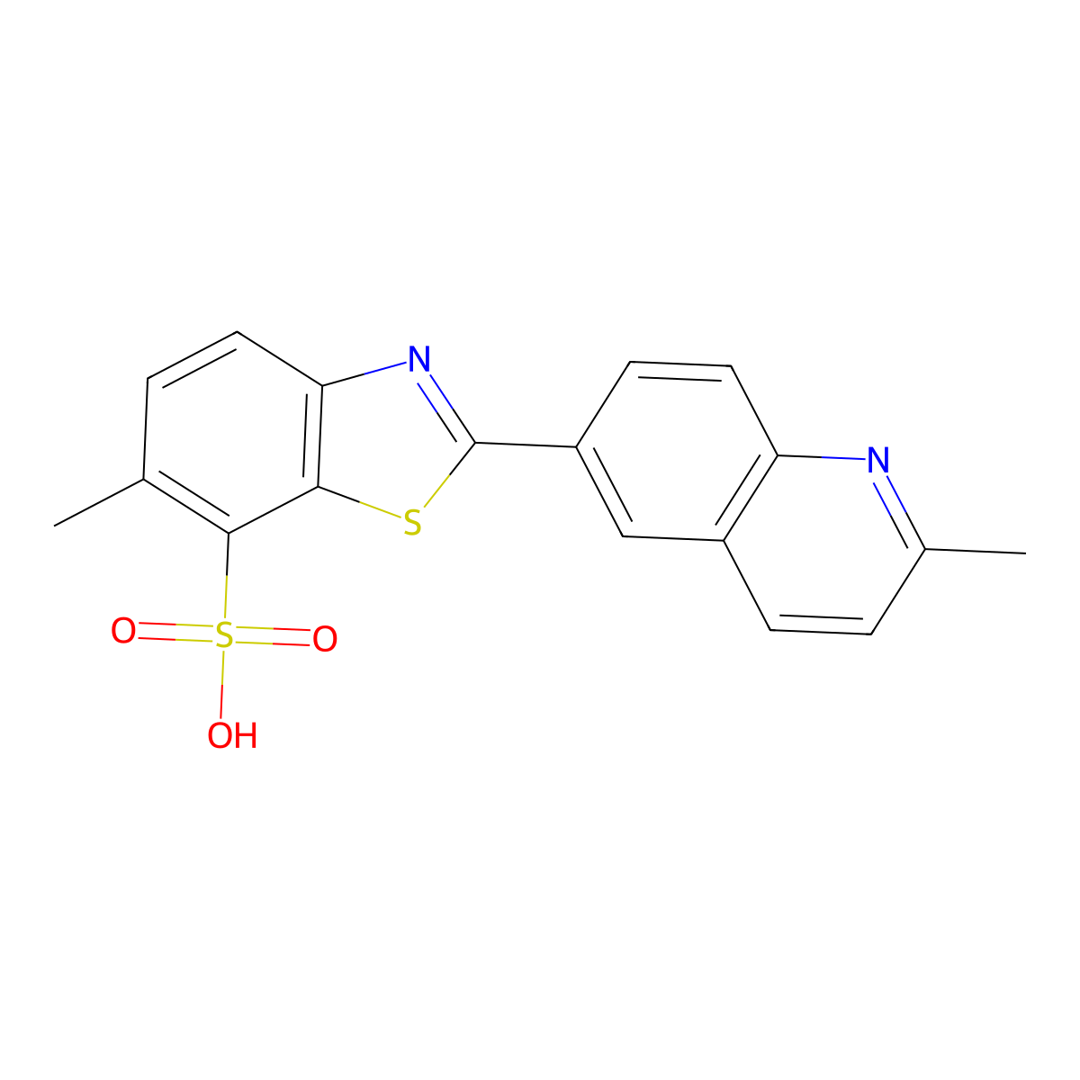 7-Benzothiazolesulfonic acid, 6-methyl-2-(2-methyl-6-quinolinyl)- molecular structure, CAS 3181-86-0