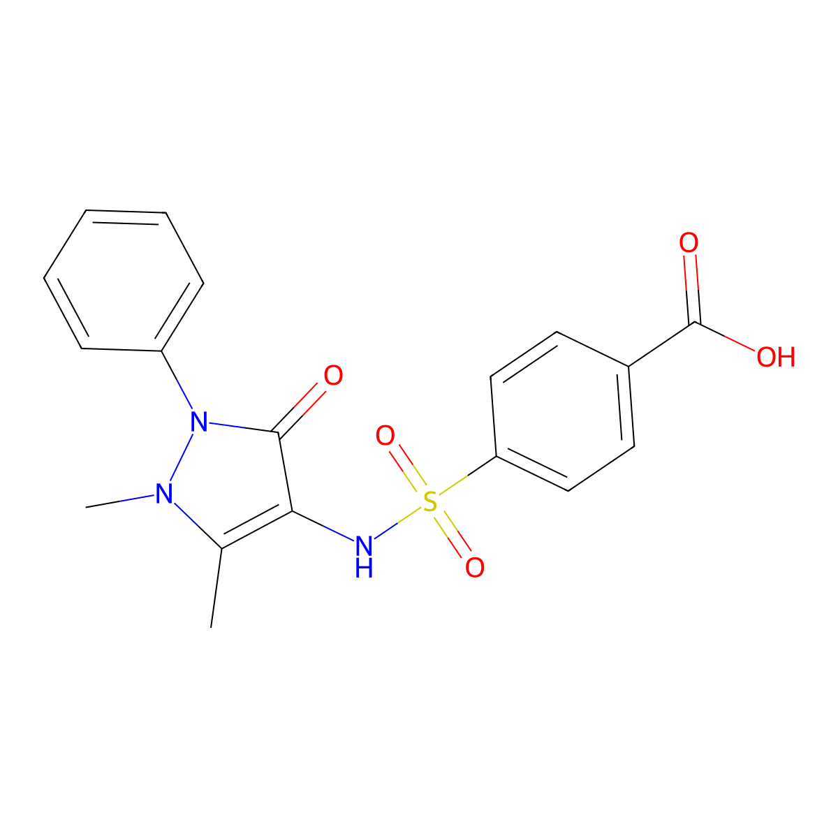 4-[(1,5-dimethyl-3-oxo-2-phenyl-2,3-dihydro-1H-pyrazol-4-yl)sulfamoyl]benzoic acid molecular structure, CAS 31816-70-3