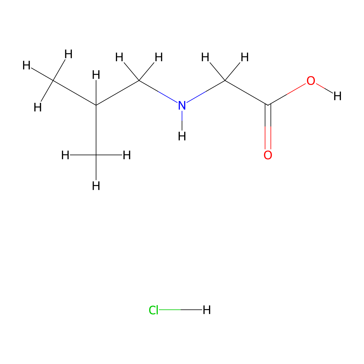 2-[(2-Methylpropyl)amino]acetic acid hydrochloride molecular structure, CAS 3182-86-3