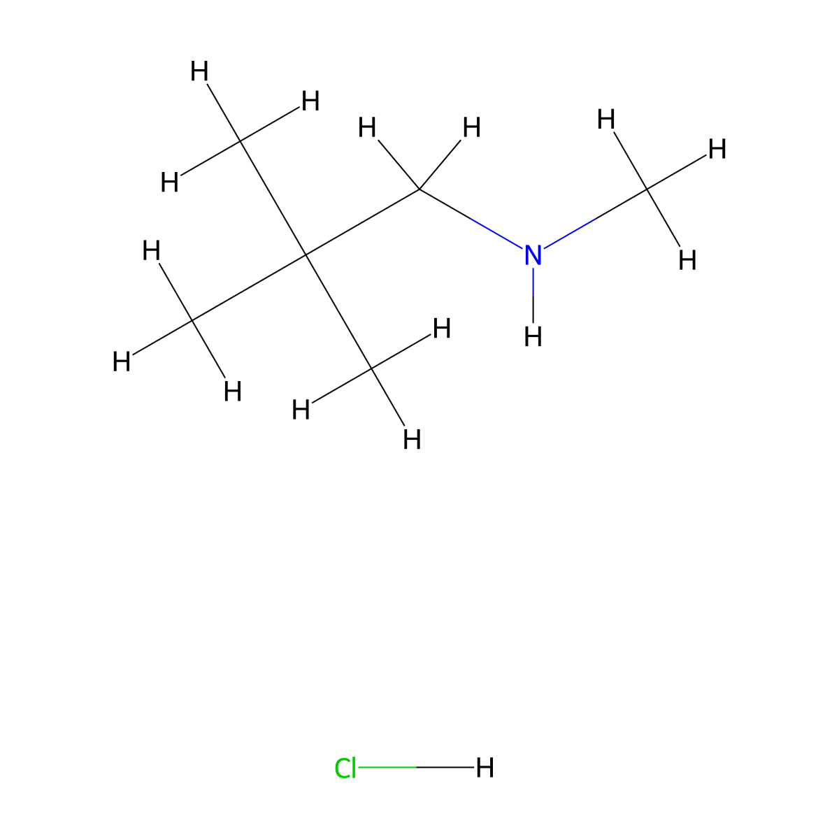 (2,2-Dimethylpropyl)(methyl)amine hydrochloride molecular structure, CAS 31820-19-6
