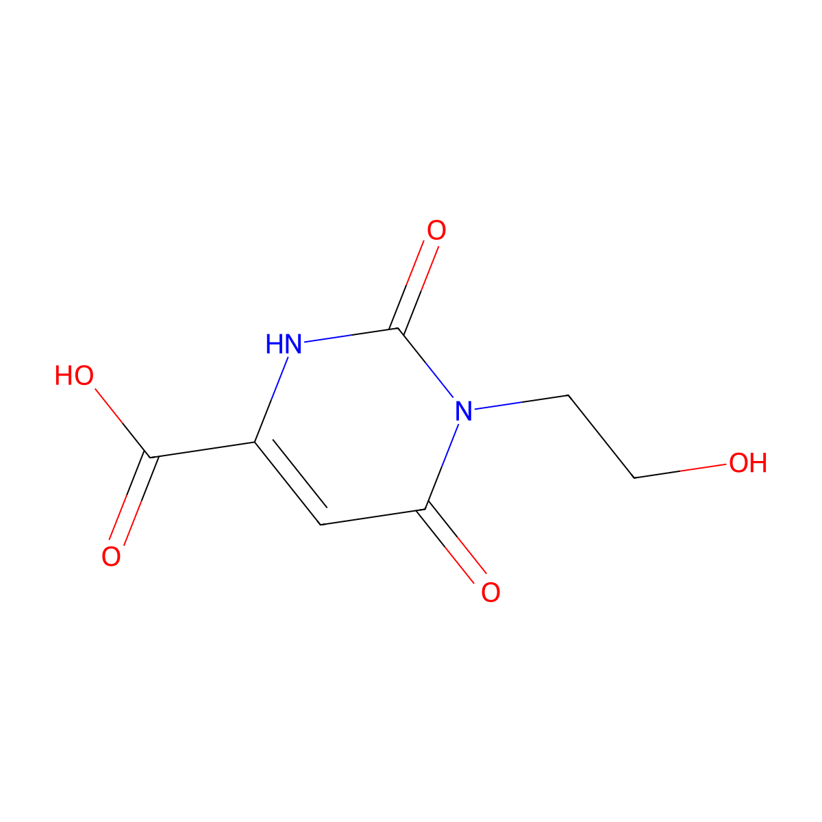 1,2,3,6-Tetrahydro-1-(2-hydroxyethyl)-2,6-dioxopyrimidine-4-carboxylic acid molecular structure, CAS 31822-29-4