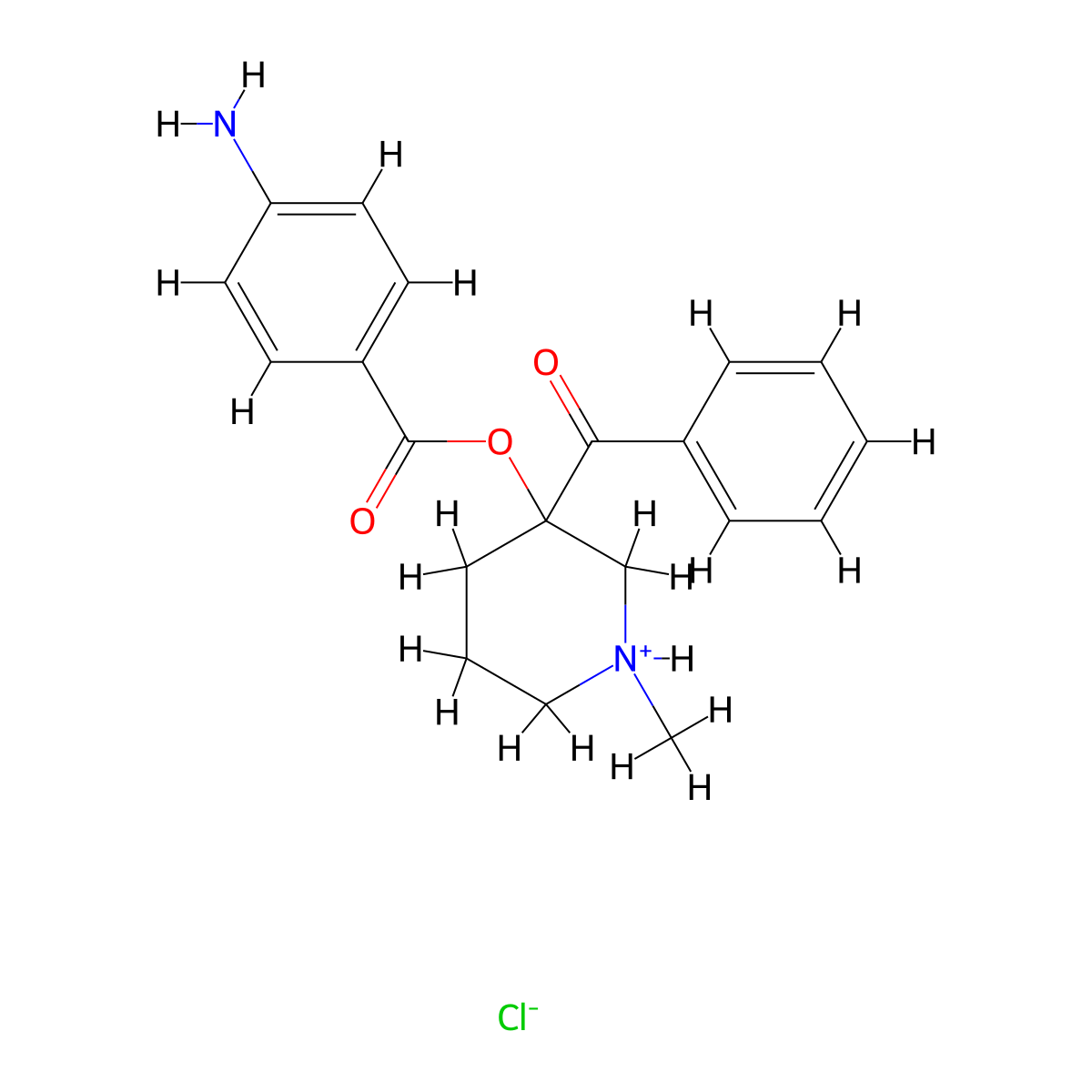 Benzoic acid, p-amino-, ester with 3-hydroxy-1-methyl-3-piperidyl phenyl ketone, monohydrochloride, (+-)- molecular structure, CAS 31823-18-4