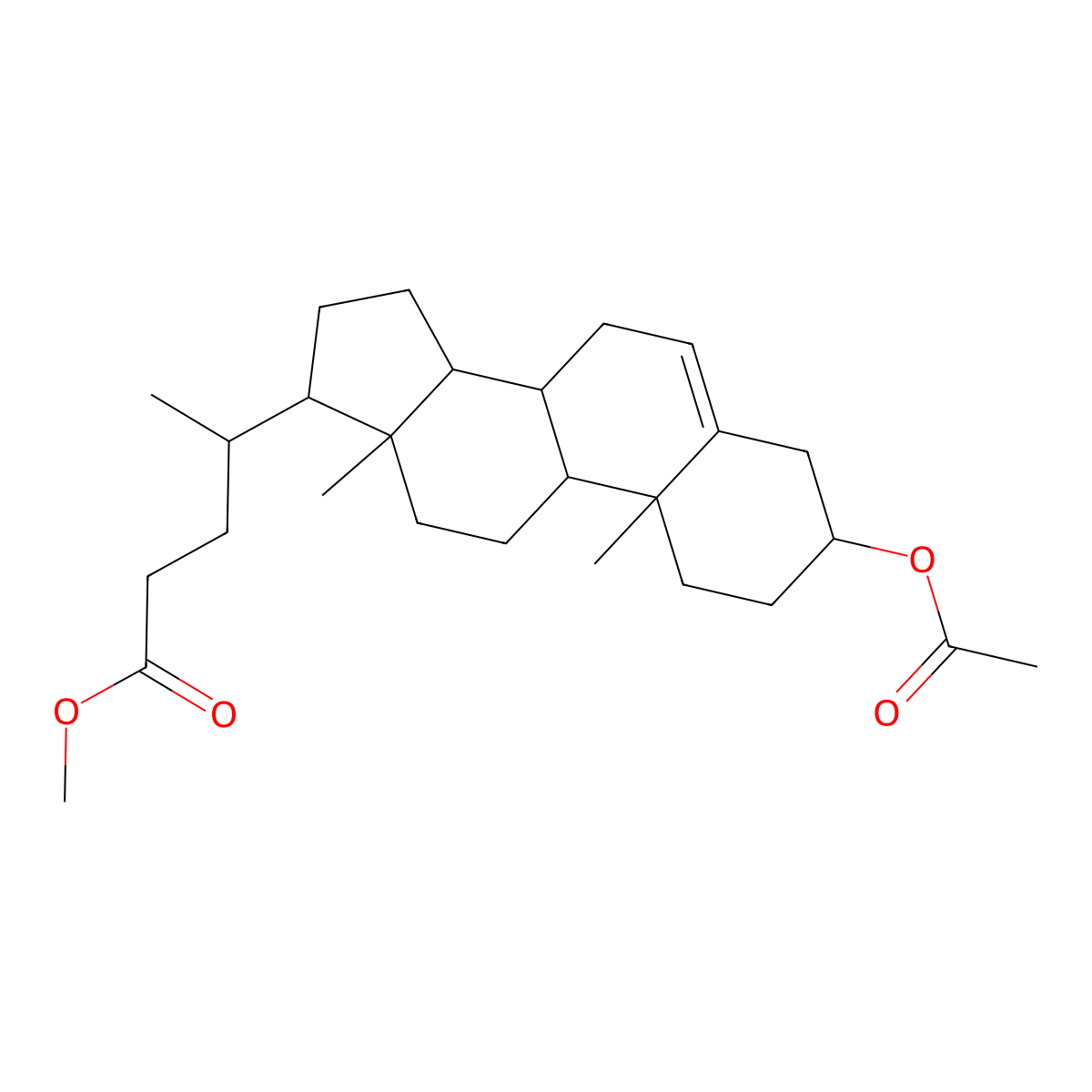 (R)-methyl 4-((3S,8S,9S,10R,13R,14S,17R)-3-acetoxy-10,13-dimethyl-2,3,4,7,8,9,10,11,12,13,14,15,16,17-tetradecahydro-1H-cyclopenta[a]phenanthren-17-yl)pentanoate molecular structure, CAS 31823-53-7
