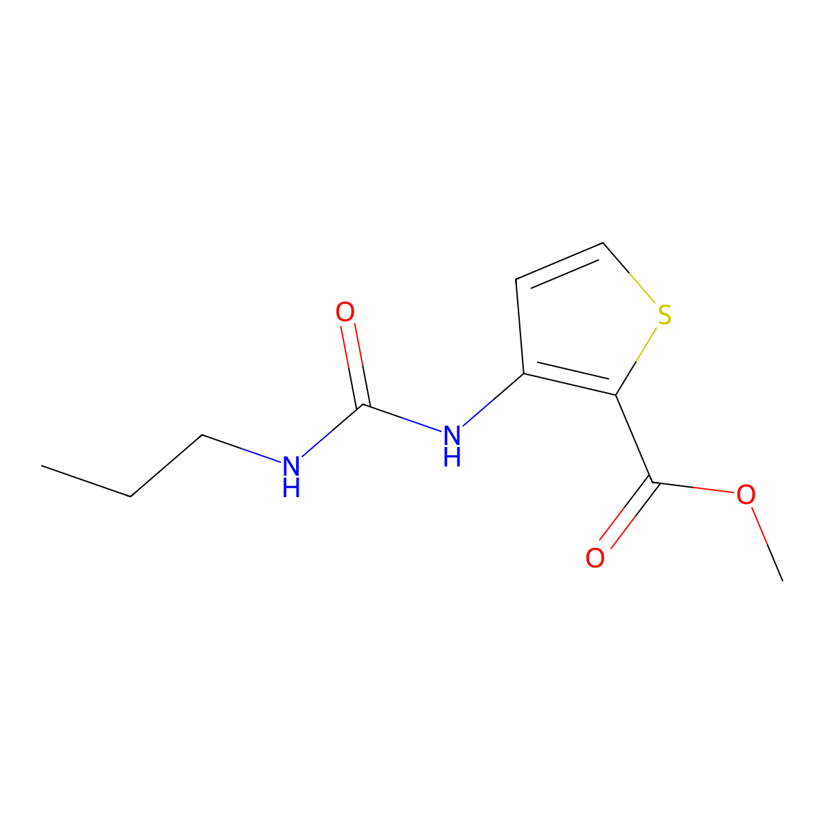 Methyl 3-[(propylcarbamoyl)amino]thiophene-2-carboxylate molecular structure, CAS 31823-70-8