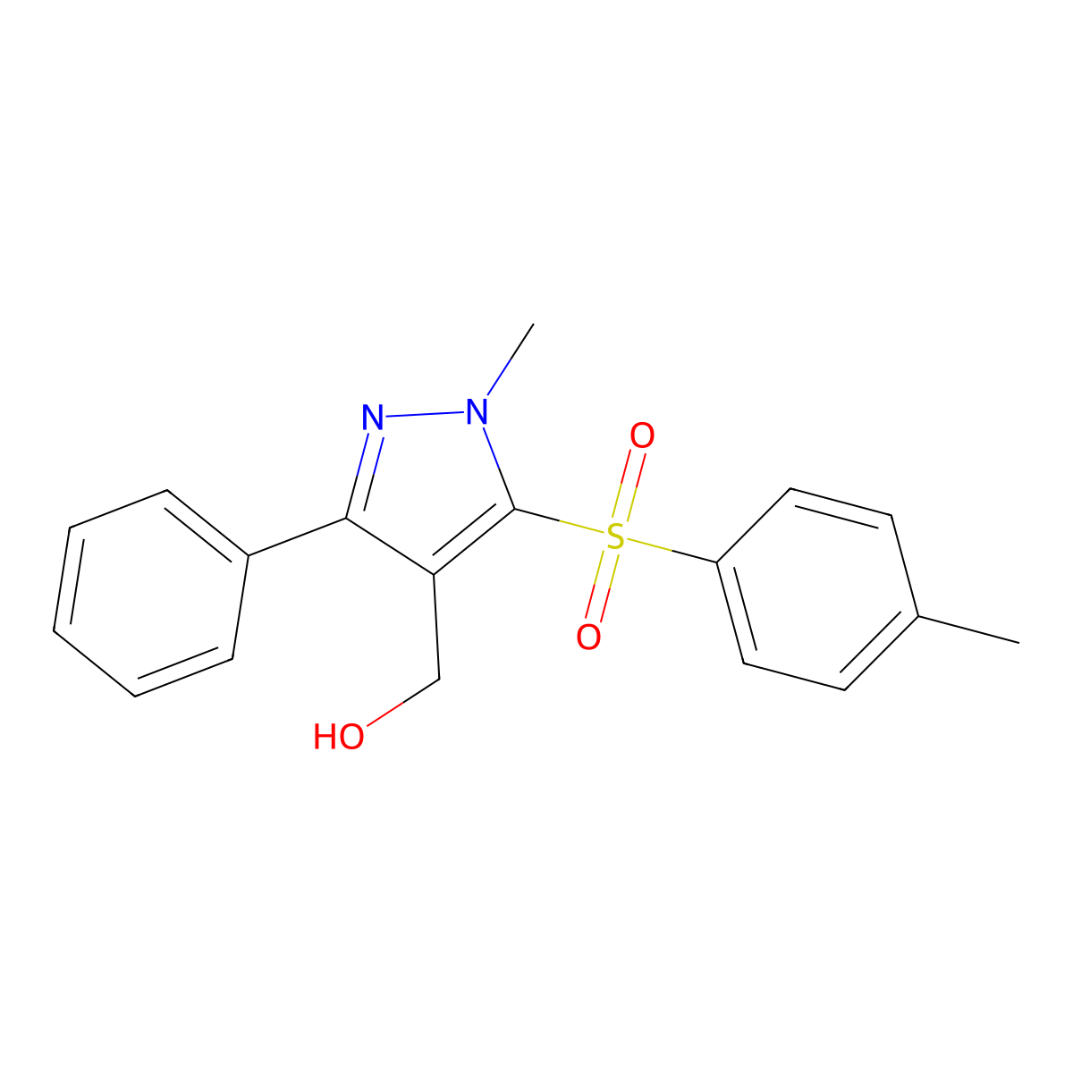 {1-methyl-5-[(4-methylphenyl)sulfonyl]-3-phenyl-1H-pyrazol-4-yl}methanol molecular structure, CAS 318234-00-3
