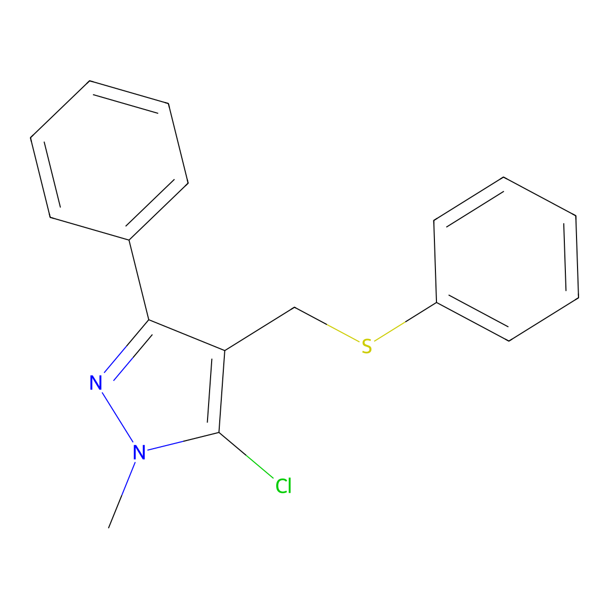 (5-chloro-1-methyl-3-phenyl-1H-pyrazol-4-yl)methyl phenyl sulfide molecular structure, CAS 318234-09-2