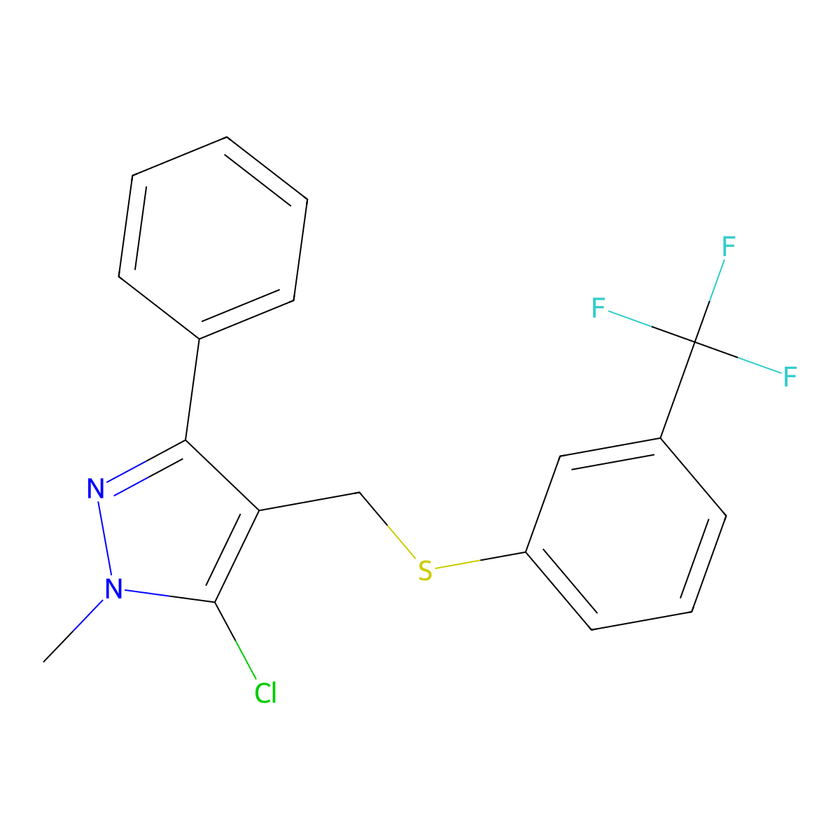 (5-chloro-1-methyl-3-phenyl-1H-pyrazol-4-yl)methyl 3-(trifluoromethyl)phenyl sulfide molecular structure, CAS 318234-16-1