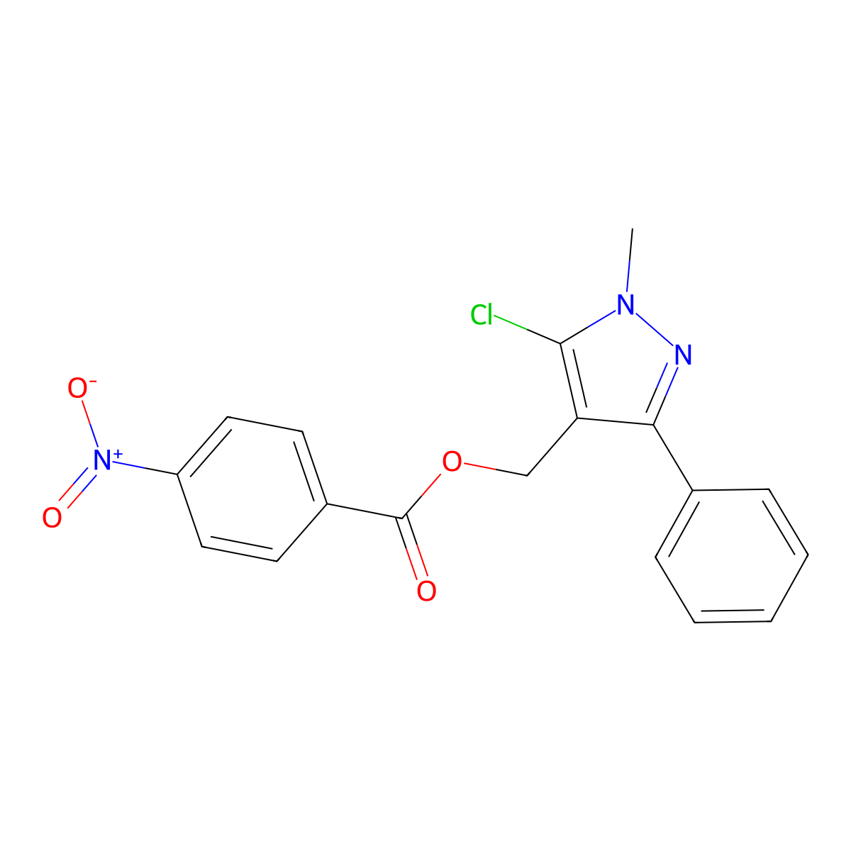 (5-chloro-1-methyl-3-phenyl-1H-pyrazol-4-yl)methyl 4-nitrobenzenecarboxylate molecular structure, CAS 318234-22-9