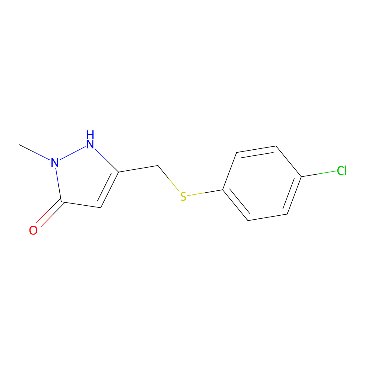 3-{[(4-chlorophenyl)sulfanyl]methyl}-1-methyl-1H-pyrazol-5-ol molecular structure, CAS 318234-25-2